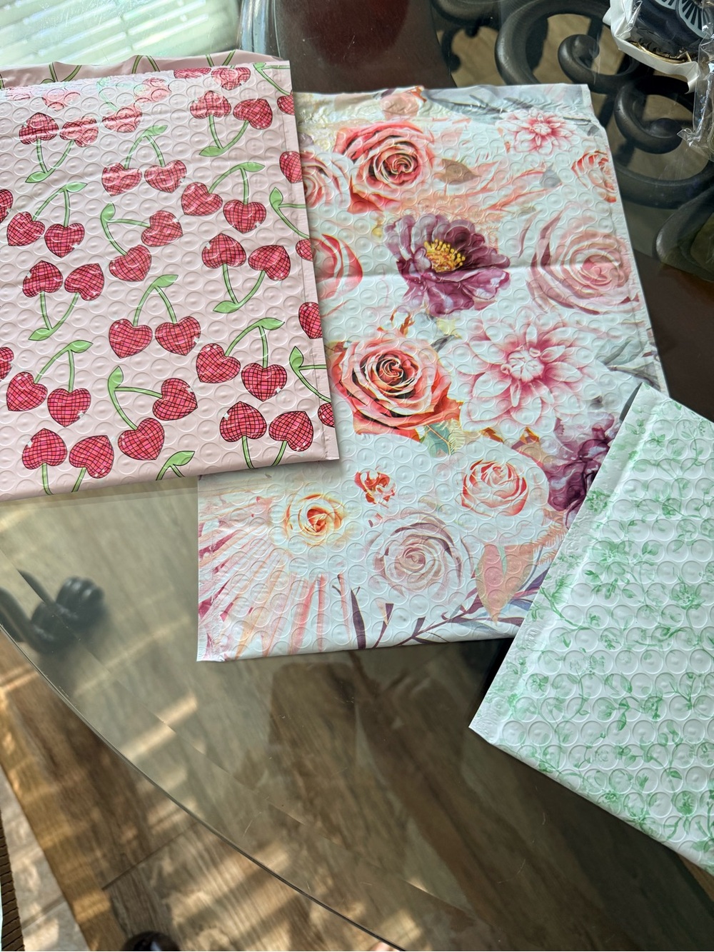 Floral & Cherry Printed Bubble Mailers - Set of 3